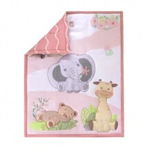 Sweet Baba 3 Piece Blossom Pink Watercolor Floral Crib Bedding Set For Baby Girls With Quilt/Crib Sheet/Crib Skirt - Pink - View 3