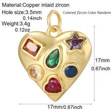 1pc Flower, Evil Eye, Tail, Sun & Moon Motif DIY Pendant, Bohemian Style Golden Heart Shape Charm For Women, Halloween Jewelry Decoration Valentines