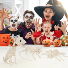1 pieza/Decoración de Halloween/Broma de adornos/Murciélagos, gatos, perros, escorpiones, arañas, esqueletos humanos/Esqueletos de animales de plástico/Adecuado para decoración de ambiente de Halloween, decoración de escenas, Navidad - Multicolor - Ver 5