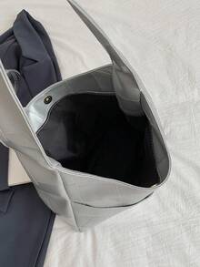 1pc Women's Patchwork Large Capacity Tote Bag - Silver - View 6
