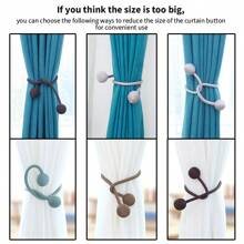 2件套磁性窗簾領帶、編織繩磁扣、用於固定窗簾和窗簾窗簾領帶扣、家庭臥室辦公室裝飾窗簾裝飾 - 金色 - 查看 6