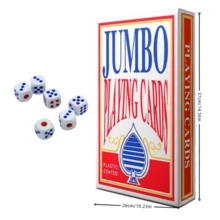 Cartas de juego gigantes de tamaño jumbo con 6 dados, baraja de póquer de tamaño exagerado para decoración de fiesta temática, mazo de juego de póquer enorme, idea de regalo creativa e interactiva - Rojo y blanco - Ver 12