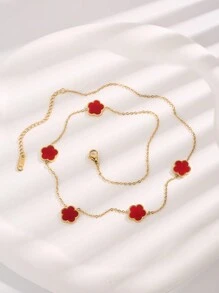 1 chiếc vòng cổ trang trí hoa bằng thép không gỉ thời trang dành cho phụ nữ cho cuộc sống hàng ngày Ngày lễ tình nhân, Mẹ, Mẹ, Ngày của Mẹ, Quà tặng - Đỏ - Xem 3