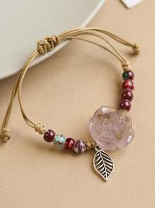 1 chiếc vòng tay hạt cườm thiết kế hoa thủ công nhiều màu đơn giản và thời trang, phụ kiện trang sức bằng gốm sứ cổ điển, thích hợp đeo hàng ngày cho phụ nữ và trẻ em gái trong ngày lễ tình nhân - vòng tay đính hạt hoa - Xem 8