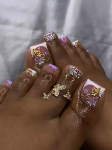 24 piezas de uñas postizas acrílicas negras de estilo ballet con brillo y piedras rhinestone, de longitud media y forma cuadrada, de cobertura completa, con pegamento de gelatina y 1 pieza de tiras de lijado, 1 pieza de uñas para los dedos de los pies, accesorios para uñas para fiestas