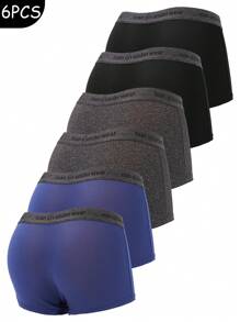 6 Quần đùi nam Boxer Quần đùi đen Quần cạp chữ Quần lót thể thao nam Quần lót thể thao co giãn mỏng Quần đùi màu trơn Quần đùi nam thời trang và thoải mái - Nhiều màu - Xem 2