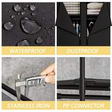 便携式衣柜壁橱储物收纳架金属挂架无纺布 34 英寸万圣节装饰万圣节服装秋季装饰节日装饰卧室、收纳盒、收纳盒、家居储物、女式白色 T 恤、女式黑色裤子、女士冬装、连衣裙、女士冬装、优雅女装、女士白衬衫、长袖、女士白色连体裤、女士春季连衣裙、女士春季服装、春季、春装、极简主义、夏季上衣 - 黑色 - 查看 6