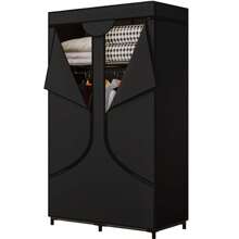 便携式衣柜壁橱储物收纳架金属挂架无纺布 34 英寸万圣节装饰万圣节服装秋季装饰节日装饰卧室、收纳盒、收纳盒、家居储物、女式白色 T 恤、女式黑色裤子、女士冬装、连衣裙、女士冬装、优雅女装、女士白衬衫、长袖、女士白色连体裤、女士春季连衣裙、女士春季服装、春季、春装、极简主义、夏季上衣 - 黑色 - 查看 1