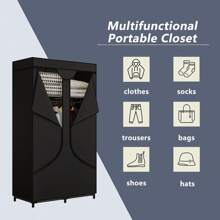 便携式衣柜壁橱储物收纳架金属挂架无纺布 34 英寸万圣节装饰万圣节服装秋季装饰节日装饰卧室、收纳盒、收纳盒、家居储物、女式白色 T 恤、女式黑色裤子、女士冬装、连衣裙、女士冬装、优雅女装、女士白衬衫、长袖、女士白色连体裤、女士春季连衣裙、女士春季服装、春季、春装、极简主义、夏季上衣 - 黑色 - 查看 7