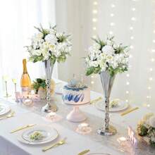 1/3件装仿真花，玫瑰花束，仿真雏菊丝绣球花，仿真植物，房间装饰，秋季装饰，餐桌摆件，情人节礼物，生日派对装饰，婚礼花篮，新娘手捧鲜花，家居装饰，餐厅，卧室，窗台，花瓶，装饰品，新年装饰，户外花园，开学季 - 白色 - 查看 4