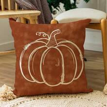 1 件秋季南瓜和南瓜藤亚麻印花靠垫套，45x45 厘米，家居装饰，卧室装饰，沙发装饰（不含填充物） - 彩色 - 查看 4