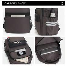 1PC户外便携背包双肩包男士简易大容量电脑旅行背包男女生初中生高中生书包 - 彩色 - 查看 6