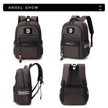 1PC户外便携背包双肩包男士简易大容量电脑旅行背包男女生初中生高中生书包 - 彩色 - 查看 5