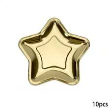 10 件金色和银色星形一次性纸盘，圣诞节和新年派对装饰品 - 多色 - 查看 8