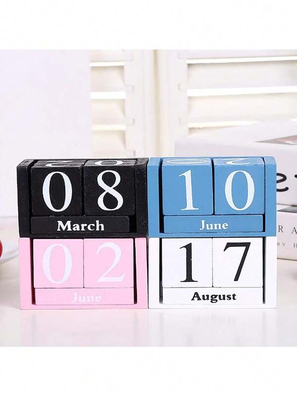 1 pièce Calendrier de bureau en bois créatif, décoration pour le salon, le bureau, la boutique. Ornement de calendrier en bois, meilleur cadeau