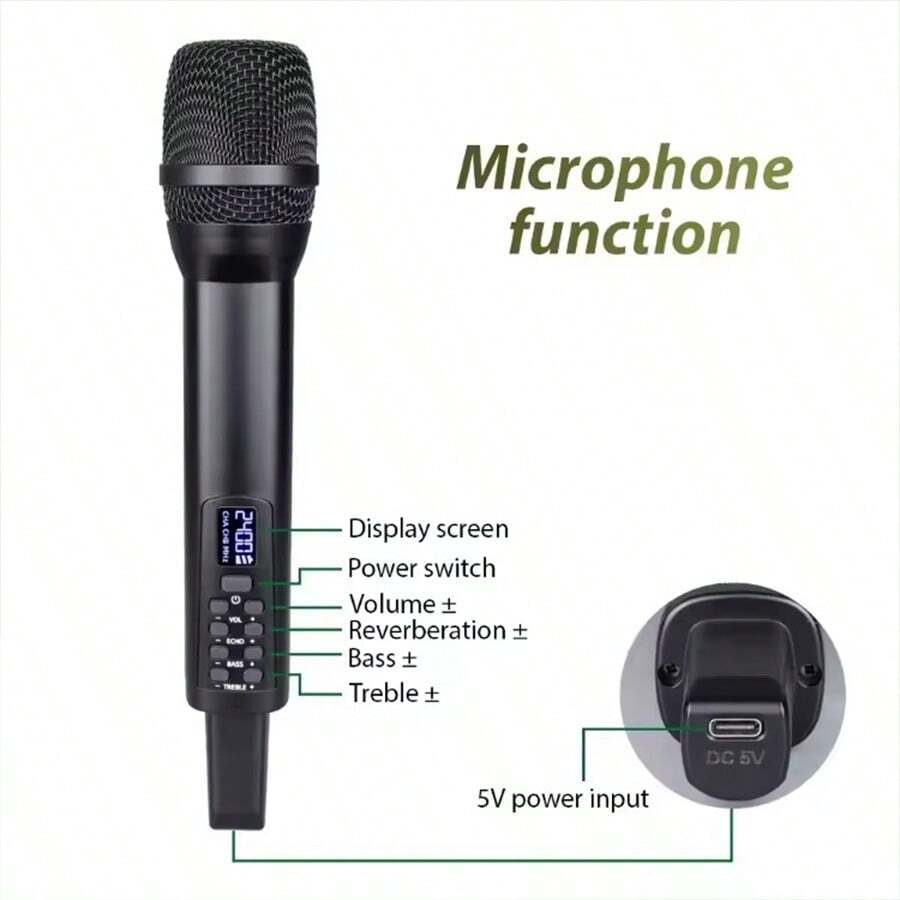 Wireless UHF Singing Microphone Dynamic Microphone Adjustable Volume
