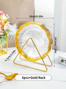 6 件/套亚克力金边餐盘和碗碟、野营盘、厨房/户外/餐厅可用洗碗机清洗的圣诞礼物 - 彩色 - 查看 2