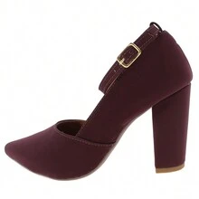 Scarpin Dravanna High Heel Block Wave Wine - 酒紅色 - 查看 4