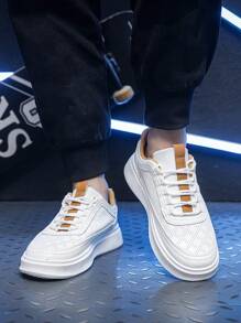 2024 New Men's Skateboard Shoes All-Match Men's Shoes Casual Shoes Sports Shoes Men's Outdoor Comfortable Flat Sneakers Men's Lace-Up White Shoes - White - View 2