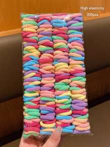 300pcs/Pack Thick Colorful Elastic Hair Ties For Little Girls, Durable Hair Accessories