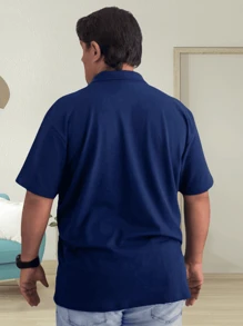 Men Plus Size Polo Shirts - Màu xanh hải quân - Xem 5