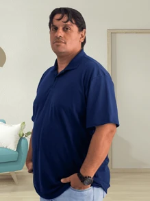 Men Plus Size Polo Shirts - Màu xanh hải quân - Xem 2