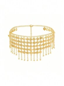 1pc Women's Belly Dance Waist Chain, New Dance Hip Scarf, Dance Costume Festival Performance Waist Chain, Tassel Coin Decor Waistband Summer, School Fall, Autumn, Halloween - Multicolor - View 7