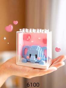 1 Bloc de construction d'animal mignon avec boîte d'affichage, cadeau d'anniversaire, série de blocs de construction d'animaux DIY, décoration de bureau, soulagement de la pression, soulagement du stress, décoration de collection de maison, poupée d'assemblage, ornement de bureau, ornements de bureau.