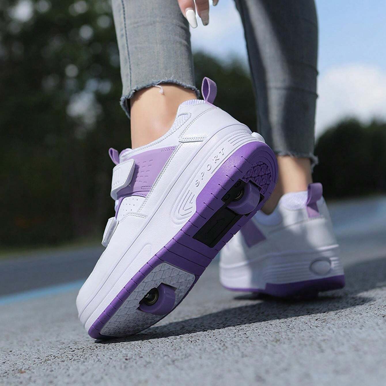 Kids Outdoor Sports Shoes With Wheels, Boys Girls Roller Skate Shoes