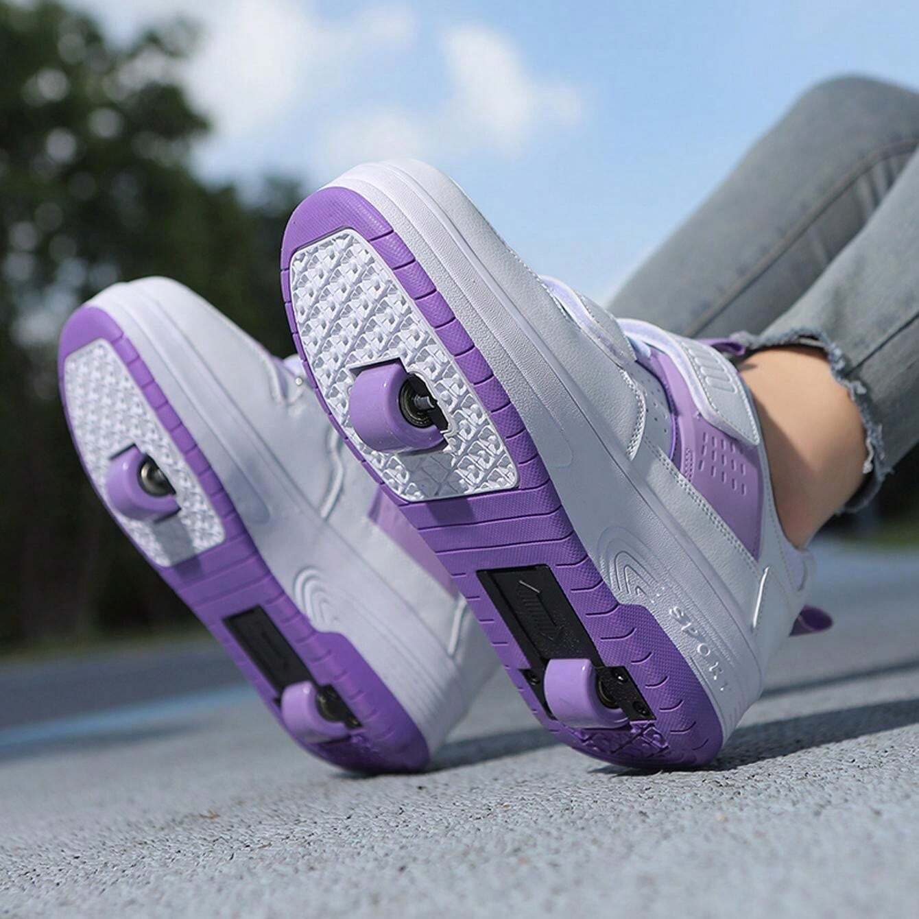 Kids Outdoor Sports Shoes With Wheels, Boys Girls Roller Skate Shoes