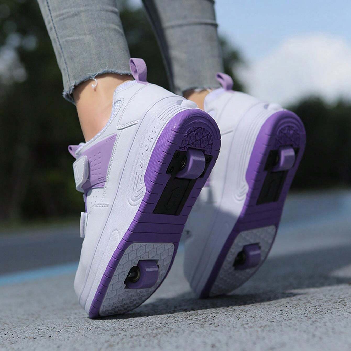 Kids Outdoor Sports Shoes With Wheels, Boys Girls Roller Skate Shoes