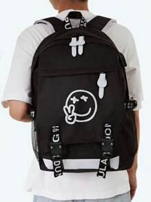 Luminous Backpack Men, Large Capacity Travel Rucksack, Daily Casual Backpack, Great (Printed Webbing Is Random) For Men Student Winter Gifts Multi-Functional Outdoor Men's Backpack Vacation Chest Bag For Men Side Bags For Men Satchel Bag Hobo Bag Hip Bag Gifts For Men Valentine Day Black Bag Travel Essentials Holiday Essentials School Bag Camping Travel Bag Stickers Summer Back To School Valentine Gifts For Men Laptop Case The Sporty Life Bag Pack Backpacks Travel Must Haves Large Bag Spring, School Supplies, School Backpack, School Bag, Backpack For School, Back To School Backpack, School Bookbag, Big Backpack, Backpack School, Back To School Bags, Waterproof, Laptop Compartment, Lightweight, Portable, Classic Casual, Cute, Boys And Men, Perfect For Back To School, First Day Of School, Elementary School