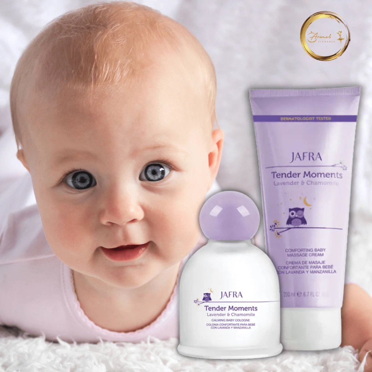 Jafra Duo Colonia Tender Moments Lavanda Y Manzanilla + Crema de Masaje Confortante para Bebé  Lavanda Y Manzanilla ORIGINAL - Morado - Ver 1