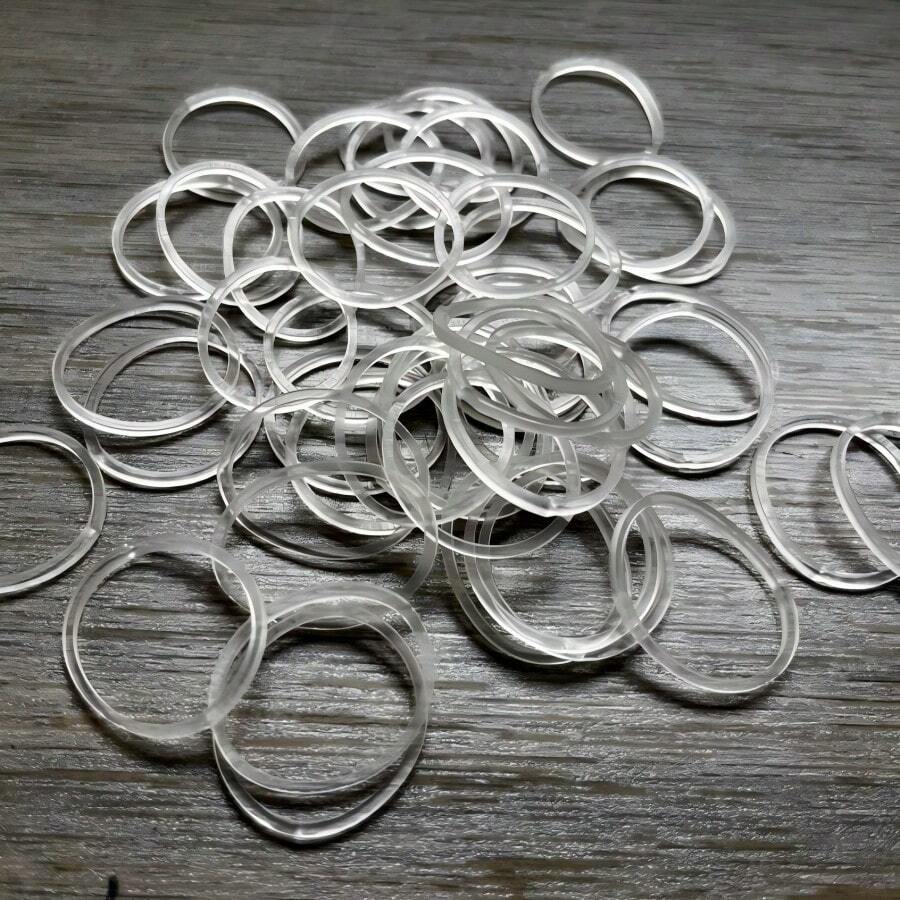 100/200/300pcs Silicone Rubber Bands, High Elastic Durable Rubber Rings, Heat Resistant Transparent White Rubber Loops, Industrial Use, Diameter 28mm, Folded Length 40mm