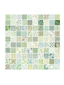100 Stücke Fächer Form Blumen Garten Handtuch Aufkleber Material, dieses Vintage Notizpapier Material ist nicht selbstklebend