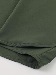 LEDUNTINO [Spring/Summer] Men's Casual Outdoor Button-Down Shirt, Solid Green, Sports, Cargo, Quick-Drying, Boyfriend Gift, Men's Long Sleeve Spring Autumn Shirt, Multi-Pocket, Elastic, Lapel Shirt With Zipper Pocket, Spring Fall Wears For Men - Army Green - View 10