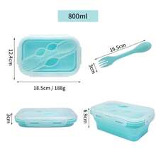 Collapsible Food Storage Containers With Lids, 800ml Silicone Bento Lunch Box, Tupperware Sets For Kitchen Office Christmas Gift - Multicolor - View 8