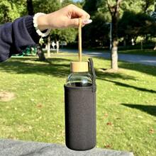 HILAKE 1pc Glass Sports Water Bottle, 25.36oz/33.81oz High Borosilicate Glass Cup With Lid, Portable Drinking Cup For Home, Office Beverage, Travel, Birthday Gift