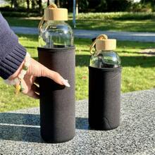 HILAKE 1pc Glass Sports Water Bottle, 25.36oz/33.81oz High Borosilicate Glass Cup With Lid, Portable Drinking Cup For Home, Office Beverage, Travel, Birthday Gift