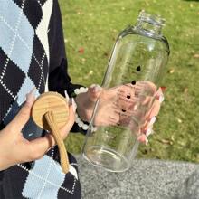 HILAKE 1pc Glass Sports Water Bottle, 25.36oz/33.81oz High Borosilicate Glass Cup With Lid, Portable Drinking Cup For Home, Office Beverage, Travel, Birthday Gift