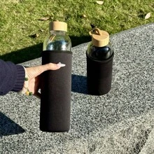 HILAKE 1pc Glass Sports Water Bottle, 25.36oz/33.81oz High Borosilicate Glass Cup With Lid, Portable Drinking Cup For Home, Office Beverage, Travel, Birthday Gift