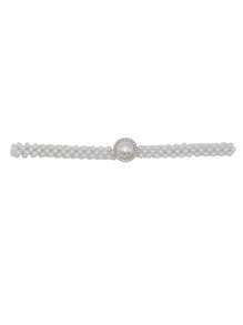 1pc Faux Pearl Decor High-Quality Elastic Waist Belt, Suitable For Daily Dress Matching Summer, School