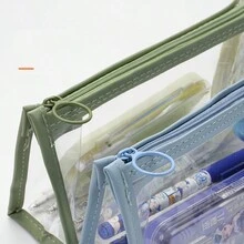 1pc Transparent Large Capacity Student Stationery Bag, Korean Fashion Simple Pencil Case - Multicolor - View 5