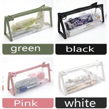 1pc Transparent Large Capacity Student Stationery Bag, Korean Fashion Simple Pencil Case - Multicolor - View 7