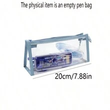 1pc Transparent Large Capacity Student Stationery Bag, Korean Fashion Simple Pencil Case - Multicolor - View 4
