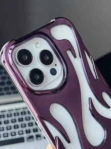 Fashionable New Electroplated Hollow Breathable Flame Pattern Full-Coverage Anti-Fall Phone Case Protective Cover For IPhone 16, 17/17 Pro/17 Pro Max Series, Series