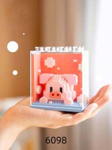 1 Bloc de construction d'animal mignon avec boîte d'affichage, cadeau d'anniversaire, série de blocs de construction d'animaux DIY, décoration de bureau, soulagement de la pression, soulagement du stress, décoration de collection de maison, poupée d'assemblage, ornement de bureau, ornements de bureau.