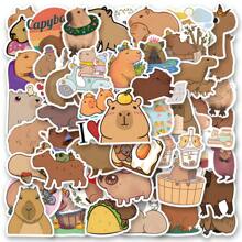 54 PIEZAS Pegatinas lindas de Capibara, pegatinas de vinilo estéticas para scrapbooking, diario, portátil, parachoques, monopatín, botella de agua, computadora, teléfono, dibujos animados, casco duro, pegatinas y calcomanías para automóvil - Multicolor - Ver 1
