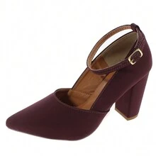 Scarpin Dravanna High Heel Block Wave Wine - 酒紅色 - 查看 3