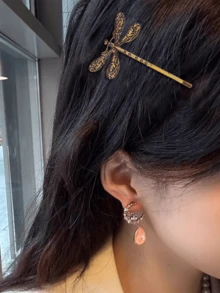 Premium Nature-Inspired Dragonfly Design Hair Clip, Side Bangs & Strands Hairpin - Multicolor - View 6